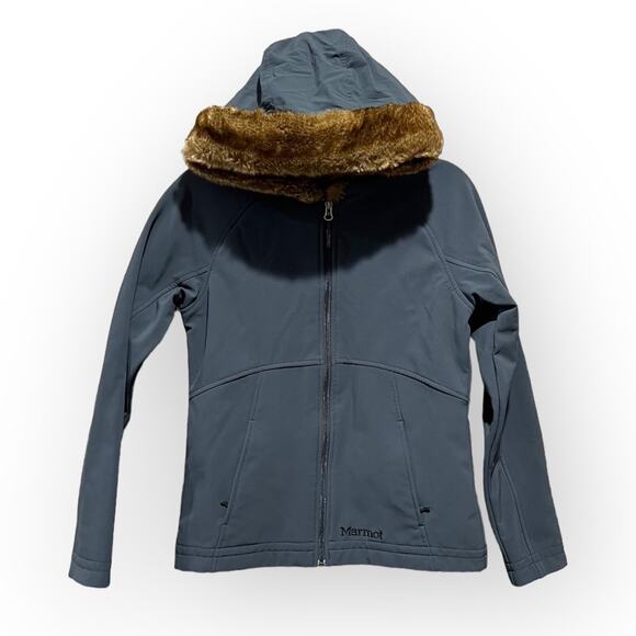 Marmot Furlong Faux Fur Lined Zip Up Softshell Snow Jacket sz S - Picture 14 of 16